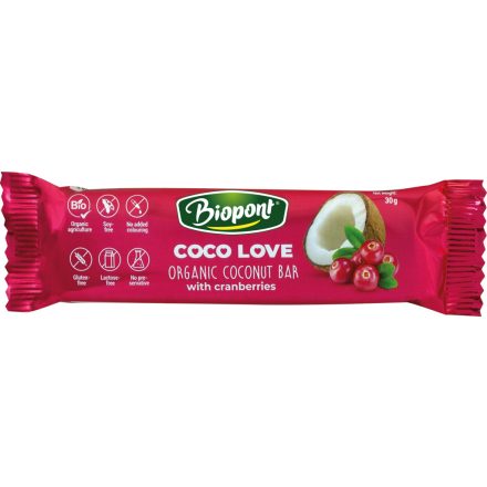 Bio Kókuszos szelet vörösáfonyás 30 g Biopont