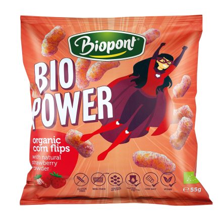 Bio Extrudált kukorica, valódi eperporral 55 g Biopont