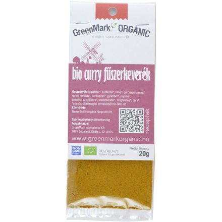 Bio Curry fűszerkeverék 20 g GreenMark