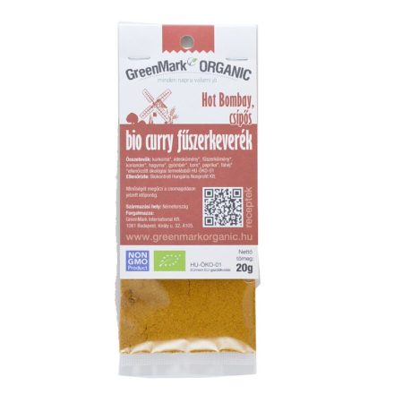 Bio Curry fűszerkeverék Hot Bombay, csípős 20 g GreenMark
