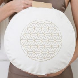   Kerek Premium Tönkölyhéj ülőpárna 33x13 cm + Pamut Lifeflower huzat - White