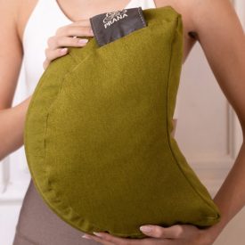   Félhold Premium Tönkölyhéj ülőpárna 36x23x12 cm + Bombay Collection huzat - Olive Green