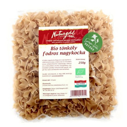 Bio tönköly tészta fodros nagykocka 250 g Naturgold