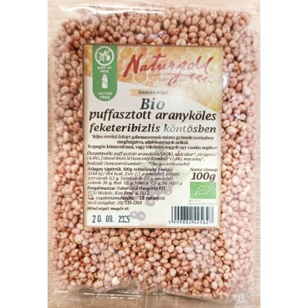 Bio puffasztott aranyköles feketeribizlis köntösben 100 g Naturgold