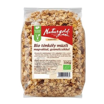 Bio tönköly müzli magvakkal, gyümölcsökkel 500 g   Naturgold