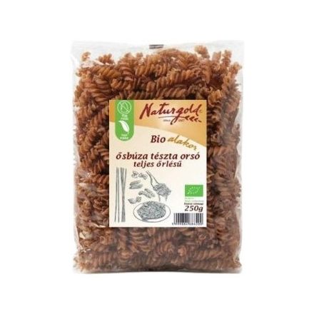 Bio alakor ősbúza tészta orsó TELJES őrlésű 250 g  Naturgold
