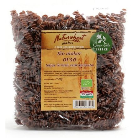 Bio alakor ősbúza tészta orsó TELJES őrlésű 250 g  Naturgold