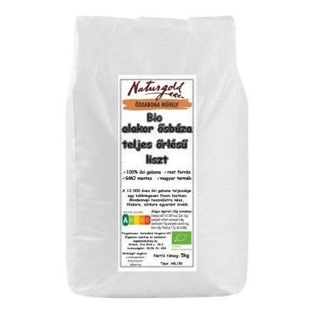Bio alakor ősbúza TELJES őrlésű liszt 5 kg Naturgold XXL