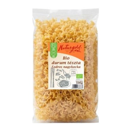 Bio durum tészta fodros nagykocka 500 g Naturgold
