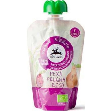 Bio Körte- szilva és rizs püré tasakos 100 g Alce Nero