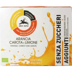   Bio Narancs-, sárgarépa- és citrom ital, hozzáadott cukor nélkül 3x200 ml Alce Nero
