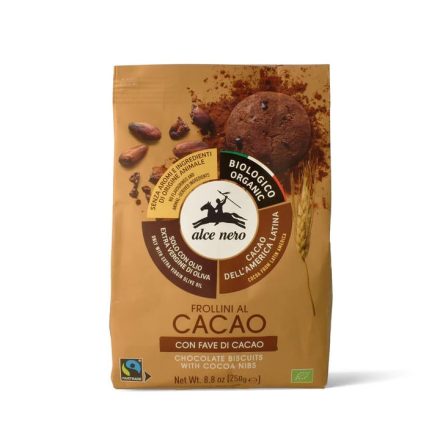 Bio Csokoládés keksz kakaódrabokkal 250 g Alce Nero
