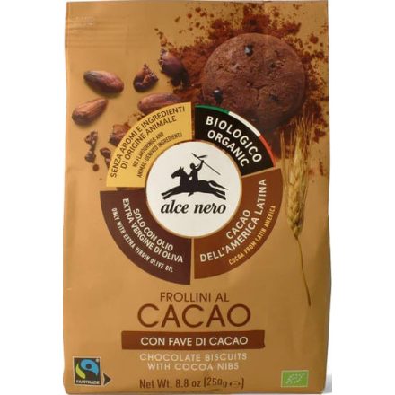 Bio Csokoládés keksz kakaódrabokkal 250 g Alce Nero
