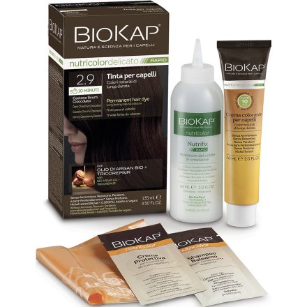 Tartós hajfesték Nr 2.9 Dark Chestnut Chocolate 135 ml Biokap Nutricolor Rapid 