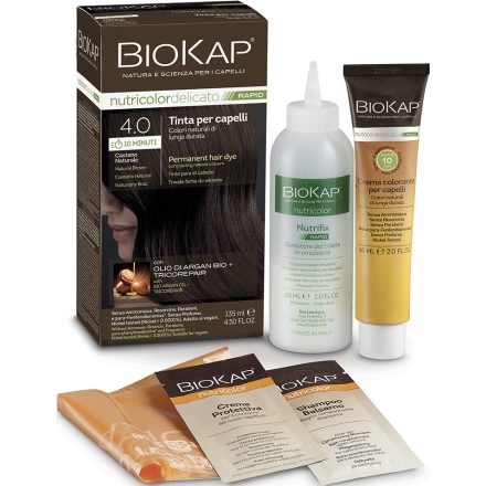 Tartós hajfesték Nr 4.0 Natural Brown 135 ml Biokap Nutricolor Rapid 
