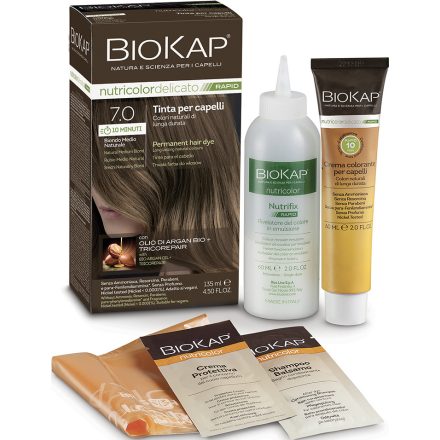 Tartós hajfesték Nr 7.0 Natural Medium Blond 135 ml Biokap Nutricolor Rapid 