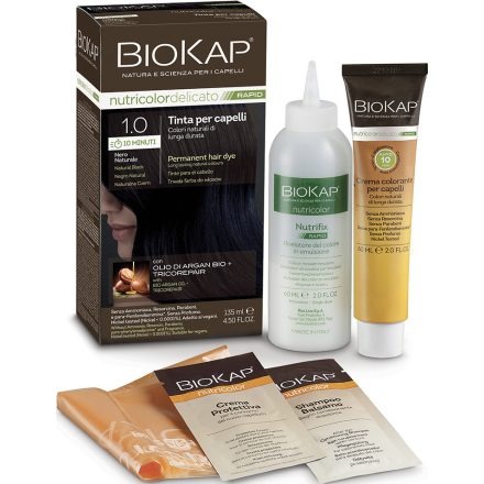 Tartós hajfesték Nr 1.0 Natural Black 135 ml Biokap Nutricolor Rapid 