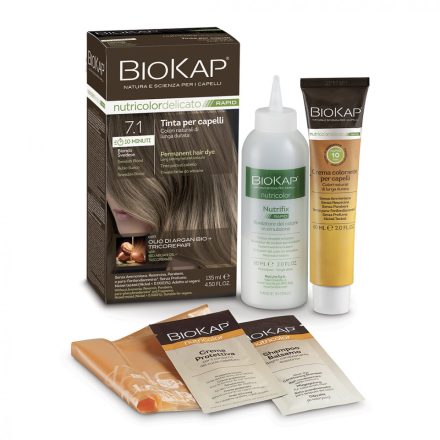 Tartós hajfesték Nr 7.1 Swedish Blond 135 ml Biokap Nutricolor Rapid 