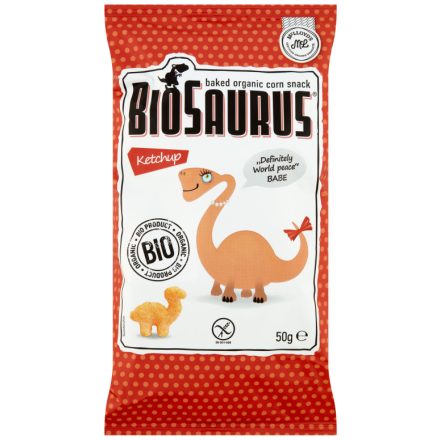 Bio Kukorica snack ketchupos ízesítésű "BioSaurus Babe" 50 g Biopont